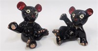 Redware Pottery Tumbling Playful Black Bears