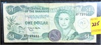 CENTRAL BANK OF THE BAHAMAS $1 NOTE AND