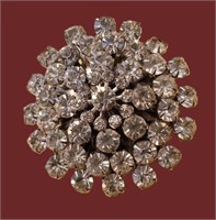 BEAUTIFUL VINTAGE DOMED STARBURST CRYSTAL BROOCH