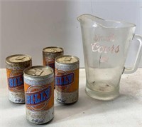 Vtg Billy Beer Cans & Coors Banquet Glass Pitcher