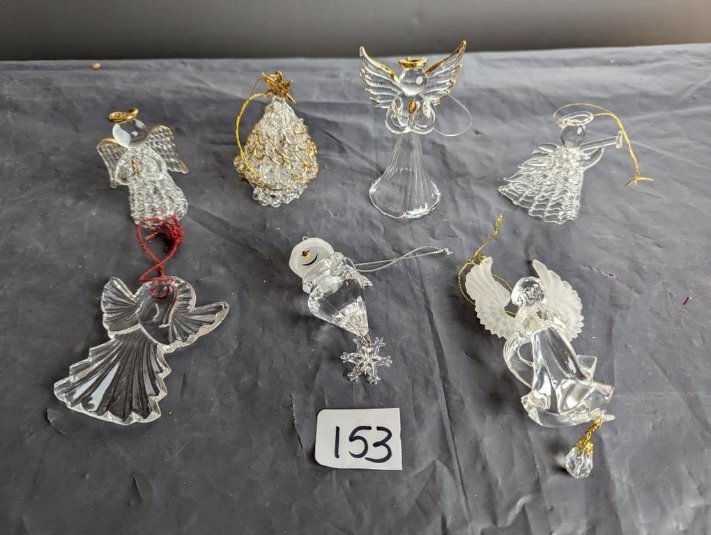 Various Crystal Christmas ornaments