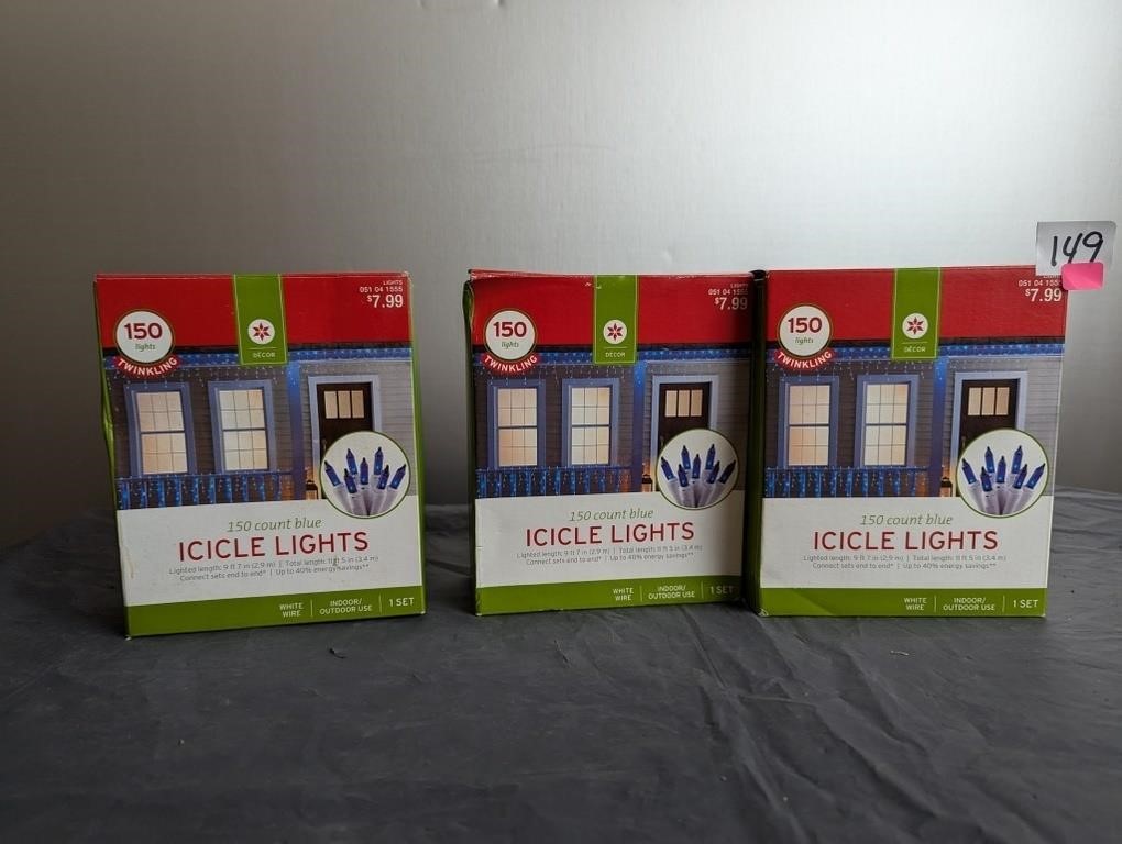 3 Boxes Twinkling 150 Ct Blue Lights