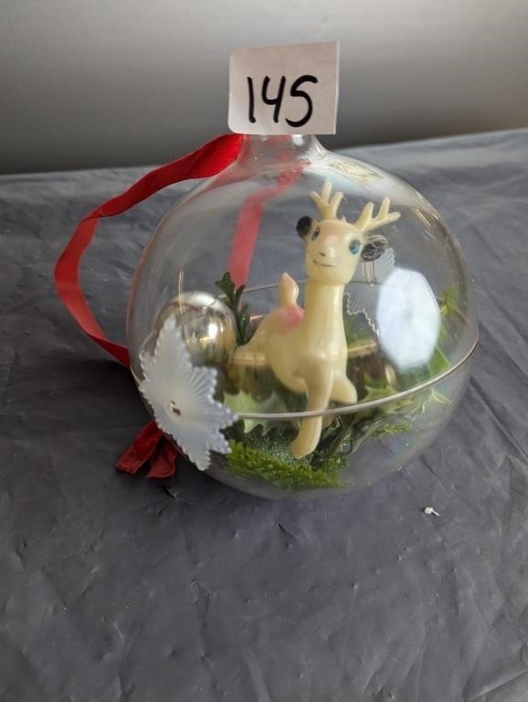 Vintage Large Clear Plastic  Ball Ornament