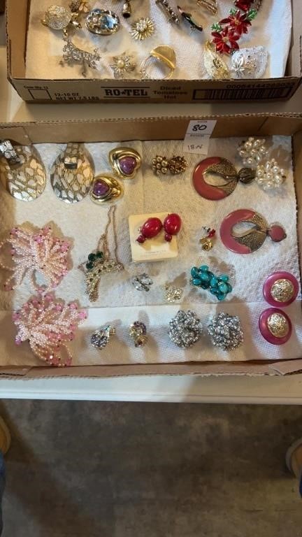 Box of vintage earrings