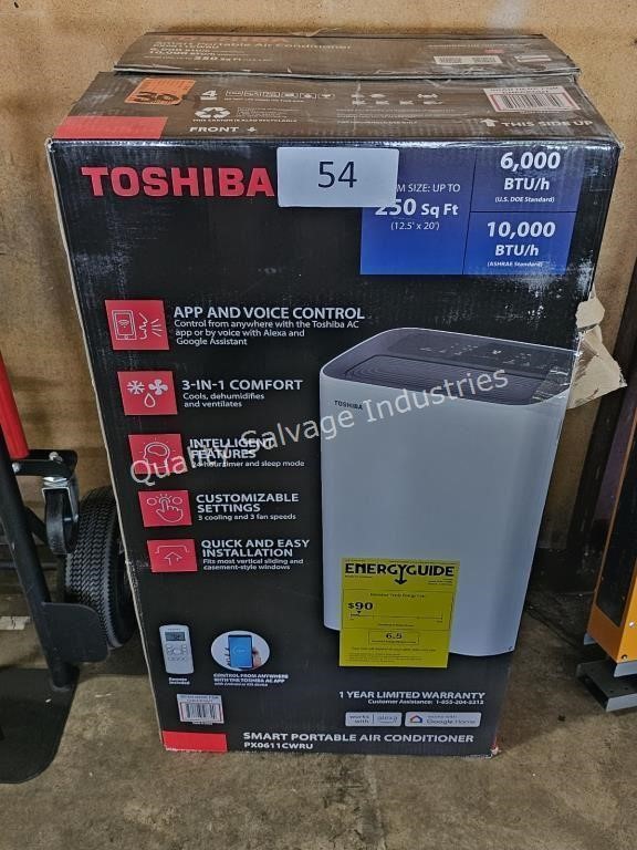 toshiba 6,000btu portable AC 250sqft