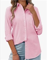 New (Size M) Womens Button Down Shirt Linen