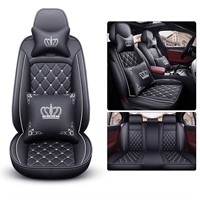 Aotiyer Full Set Car Seat Covers, Crown PU Leather