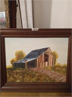 HAND-PAINTED WALL PICTURE OF BARN