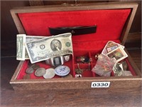COLLECTION OF $2 DOLLAR BILLS, COINS, ETC.