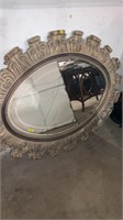 Decorative oval mirror , approximately 50 x 39“