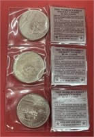 (3) 1991 Desert Storm $5 Tokens w/ COA