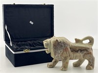 NIB Carved Onyx Lion Sculpture From Kalifano Las