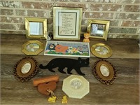 Wall Decor Lot, Mirrors, Plaques, and Cats