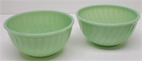 (2) Fire-King Ovenware Jadeite Green Swirl Bowls