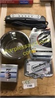 Dog bowls, trail stove, video/audio cable