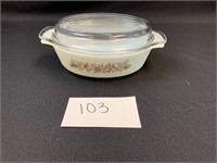 Unmarked Vegetable Pattern Dish with Lid