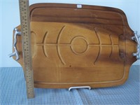 Heavy Wooden Serving Tray with Handles