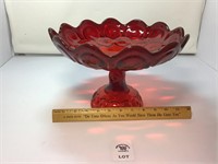 L E SMITH VINTAGE RED MOON & STARS PEDESTAL FRUIT