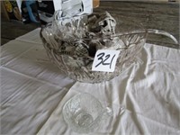PATTERN GLASS PUNCH BOWL W/ 28 CUPS