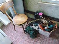 Assorted electrical cords, accessories, heater