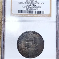 1837 Hard Times Token NGC - MS 62 BN