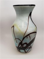 Large Hand-Blown Glass Vase, Signed