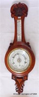 Antique Edwardian Carved Oak Banjo Barometer