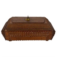 Tramp Art Sawtooth Jewelry Box