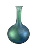 A Blue/Green Frosted Glass Vase 15.5"H