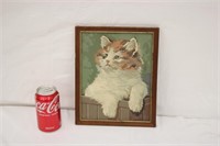 Vintage Paint By Number Cat, 9" x 11" #2