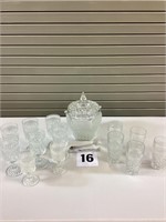 Wexford Glass Ice Bucket and Wine / Water Glasses