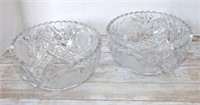 2 8" CUT CRYSTAL SERVING BOWLS WITH ROSES