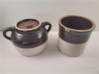 Two handled stoneware pot & crock