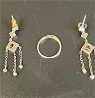 VINTAGE STERLING RING & EARRINGS