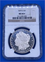 1879 S Morgan Silver Dollar, MS 66