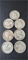 7 - 1940's silver quarters