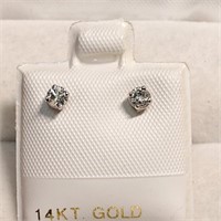 Certified 14K  Diamond(0.21Ct,I3,F-G) Earrings