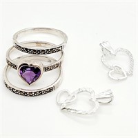 $280 Silver Amethyst Marcasite Set