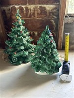 2 Ceramic Christmas Trees