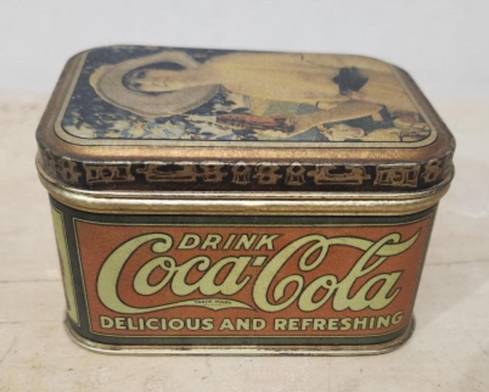 1988 Coca Cola Tin with Lid - Lady with Big Hat