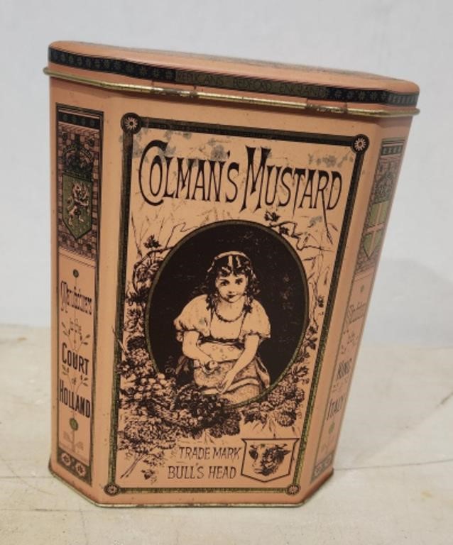 Vintage Tin Coleman's Mustard Trade Market Bull's