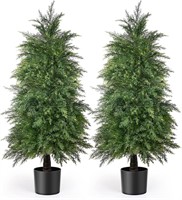 2 Pack 4ft Artificial Cedar Topiary Trees