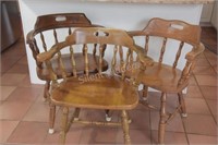 Late Addition - Three Captain Arm Wood Chairs