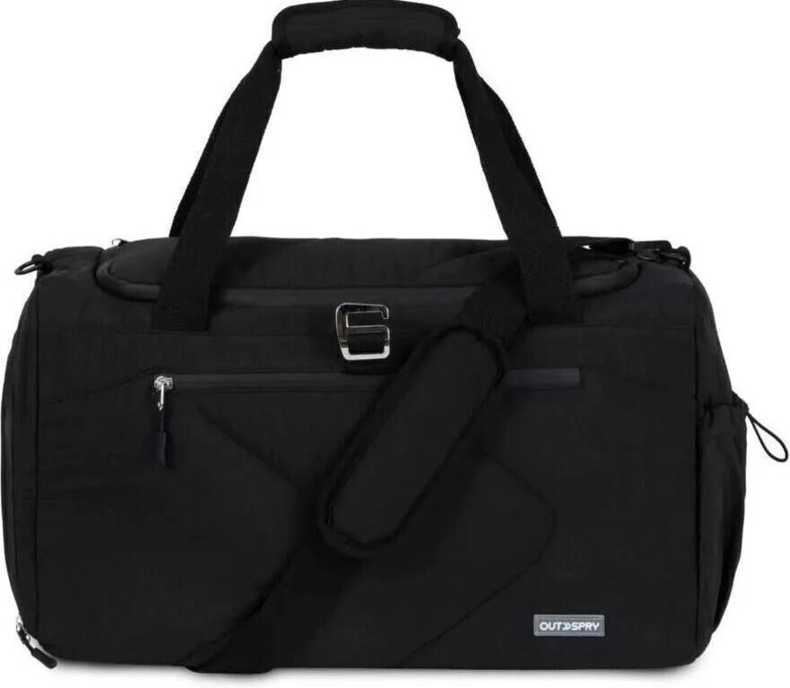 OutSpry 30L Gym Bag & Travel Duffle Bag, Black