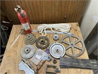 Assorted Pulleys, Rope, Etc.