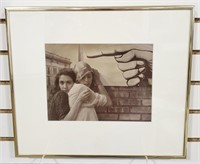 (E) Girl and Boy by Brick Wall Print (16"×14")