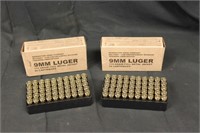 9MM Luger Ammunition - 2 Boxes - 100 Rounds