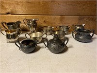 Antique silver plate creamers and sugar dishes