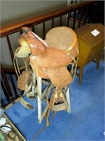 Child's Leather Saddle with stool