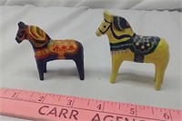 F3)Hand Carved and Painted Wooden Horse Sculptures